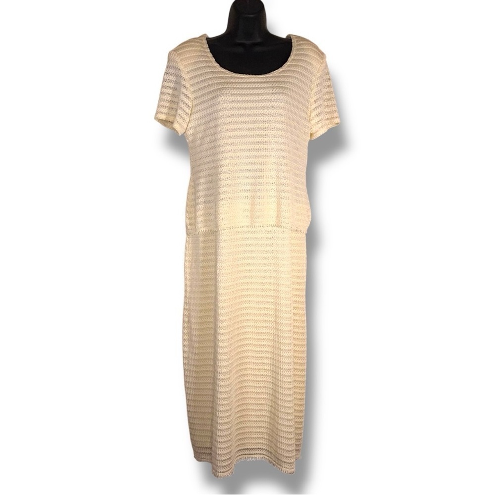Vintage 90s Era Size 14 Helene Black Ivory Cream Lace Dress Event Wedding Party